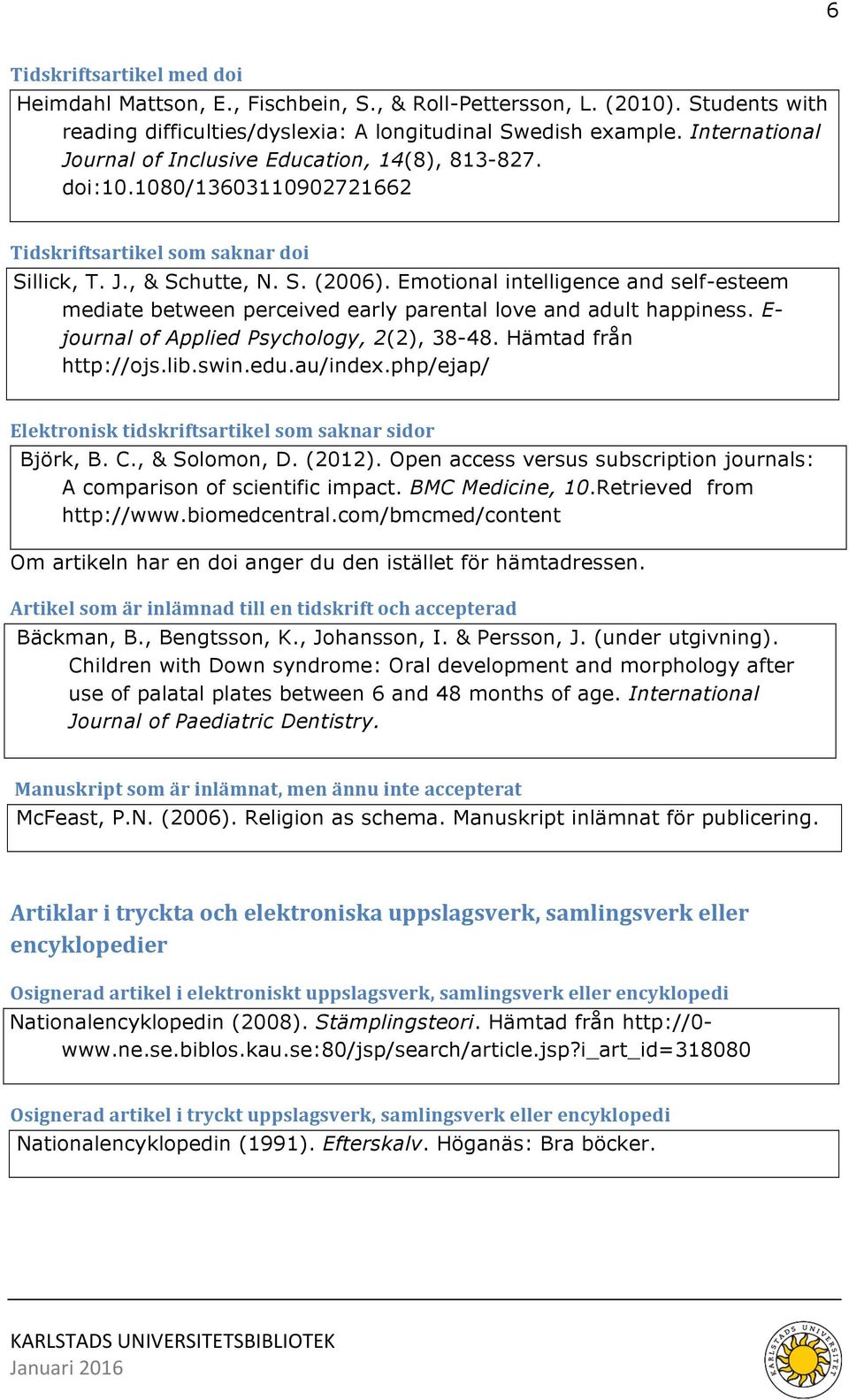 Emotional intelligence and self-esteem mediate between perceived early parental love and adult happiness. E- journal of Applied Psychology, 2(2), 38-48. Hämtad från http://ojs.lib.swin.edu.au/index.