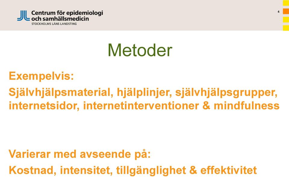 internetinterventioner & mindfulness Varierar med