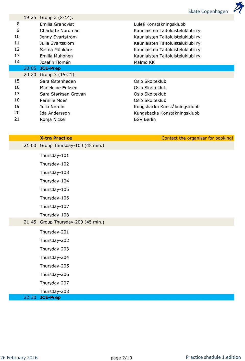 14 Josefin Flomén Malmö KK 20:05 ICE-Prep 20:20 Group 3 (15-21).