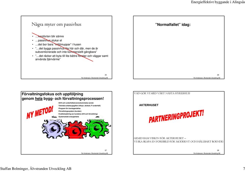 Drift och underhållsöverenskommelse (avtal) Tekniska arbetsuppgifter (tillsyn, skötsel, F-underhåll) Program för övertagandefas Förvaltningssystem (kunden) Kvalitetssäkring (av kundens drift och