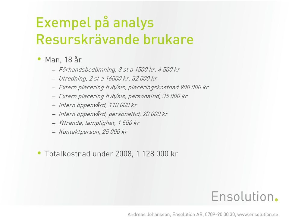 placering hvb/sis, personaltid, 35 000 kr Intern öppenvård, 110 000 kr Intern öppenvård,