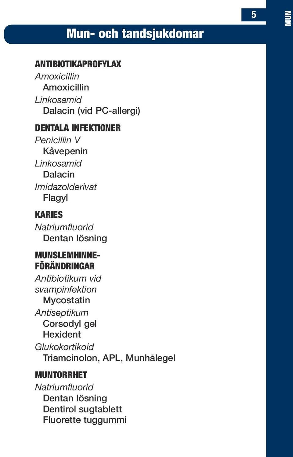 lösning Munslemhinneförändringar Antibiotikum vid svampinfektion Mycostatin Antiseptikum Corsodyl gel Hexident