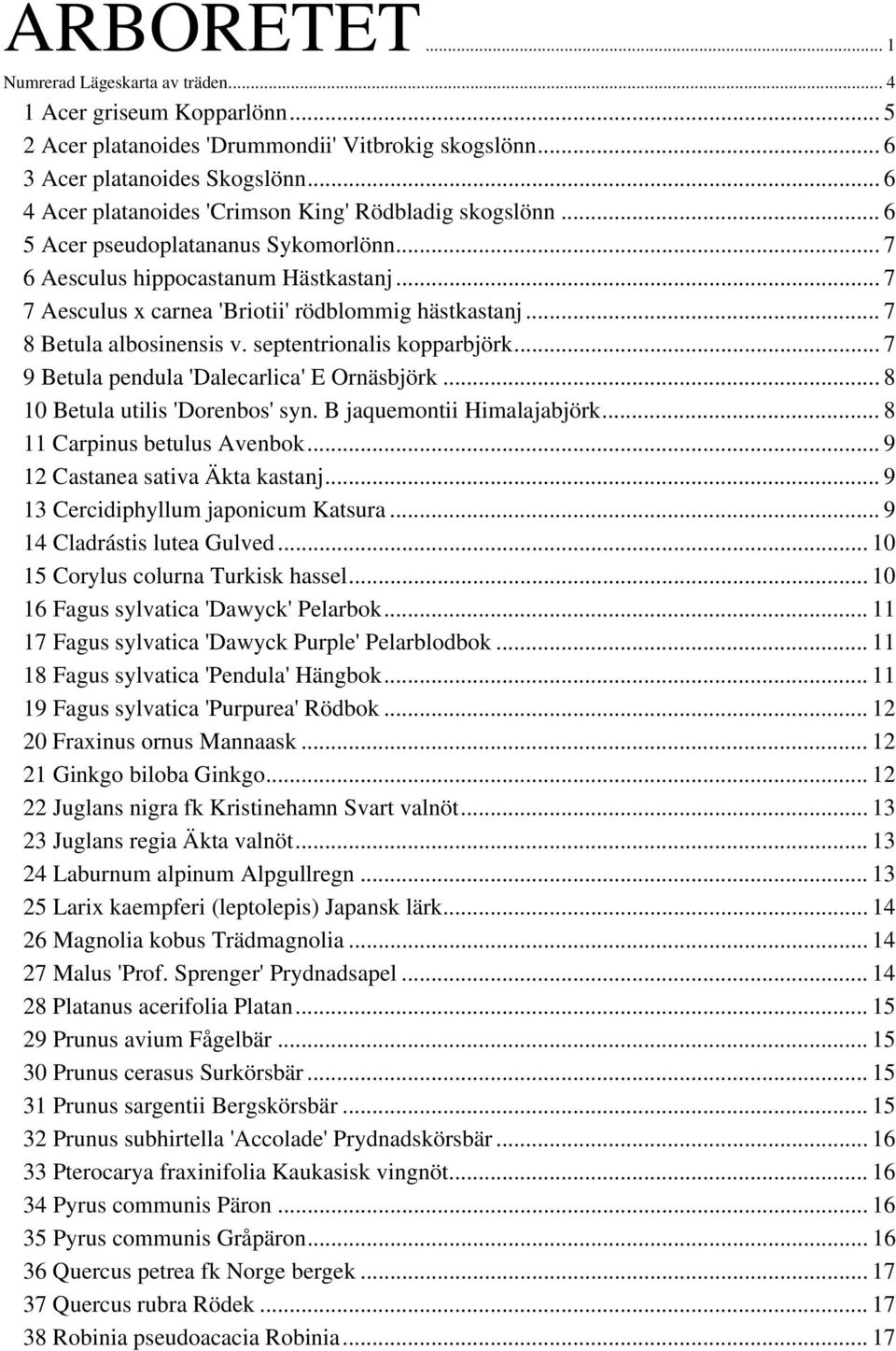 .. 7 8 Betula albosinensis v. septentrionalis kopparbjörk... 7 9 Betula pendula 'Dalecarlica' E Ornäsbjörk... 8 10 Betula utilis 'Dorenbos' syn. B jaquemontii Himalajabjörk.