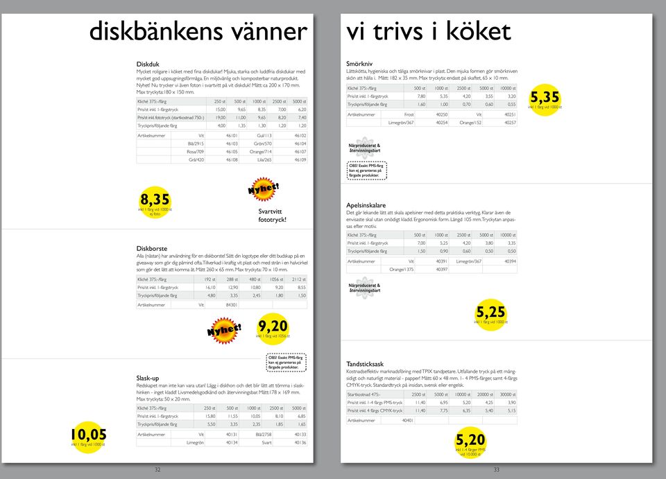 Kliché 375:-/färg 250 st 500 st 1000 st 2500 st 5000 st Pris/st inkl. 1-färgstryck 15,00 9,65 8,35 7,00 6,20 Pris/st inkl.