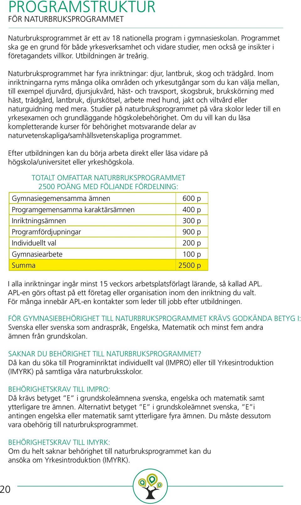 Naturbruksprogrammet har fyra inriktningar: djur, lantbruk, skog och trädgård.