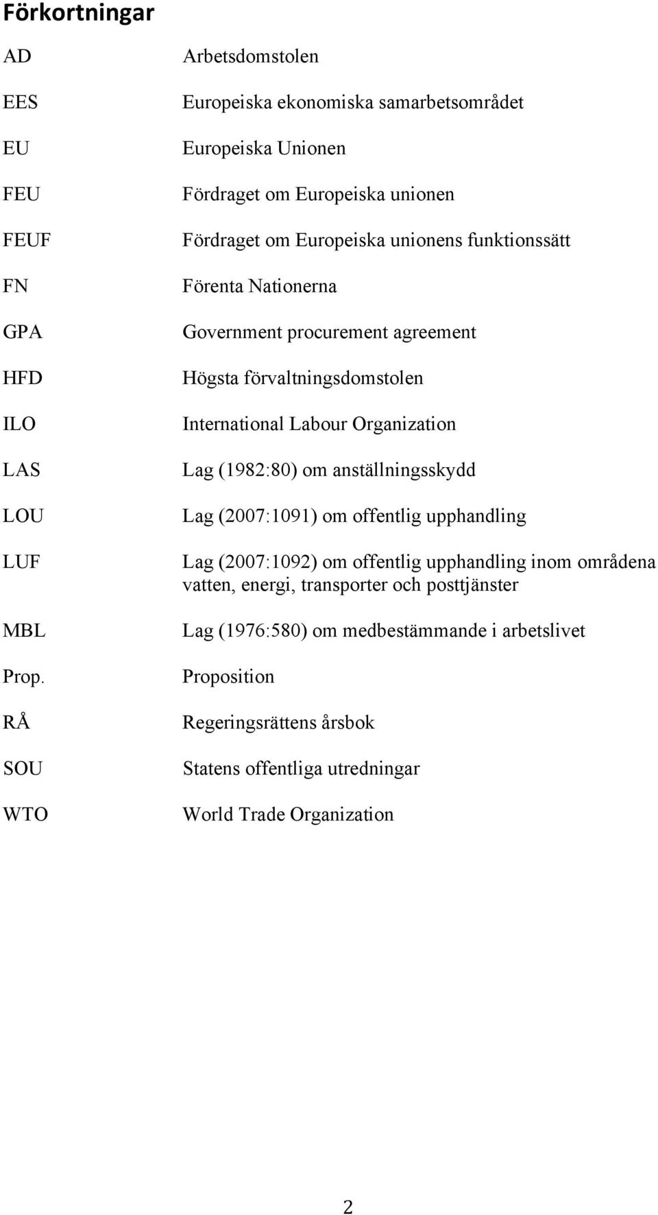 Förenta Nationerna Government procurement agreement Högsta förvaltningsdomstolen International Labour Organization Lag (1982:80) om anställningsskydd Lag (2007:1091)