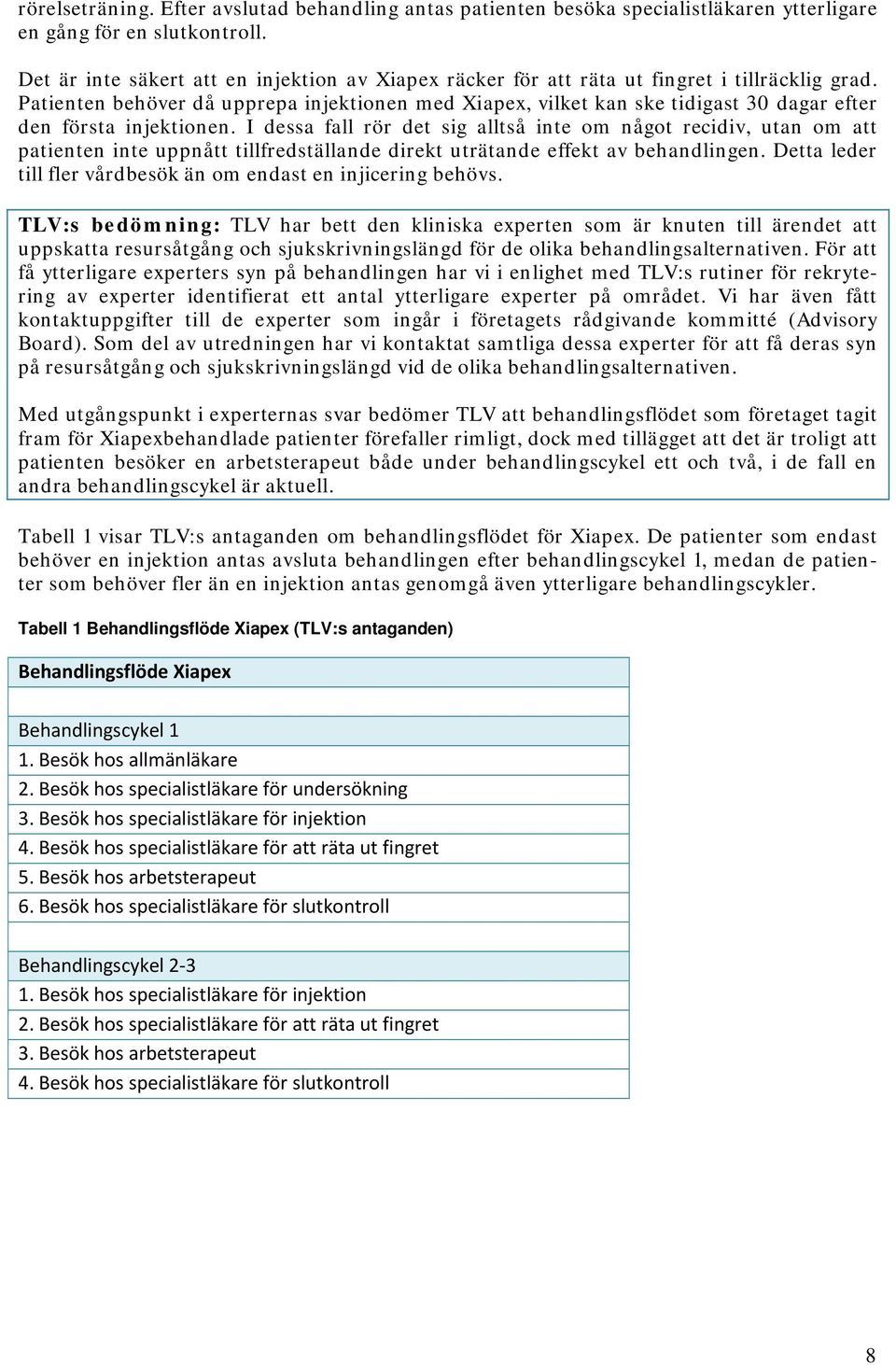 Patienten behöver då upprepa injektionen med Xiapex, vilket kan ske tidigast 30 dagar efter den första injektionen.