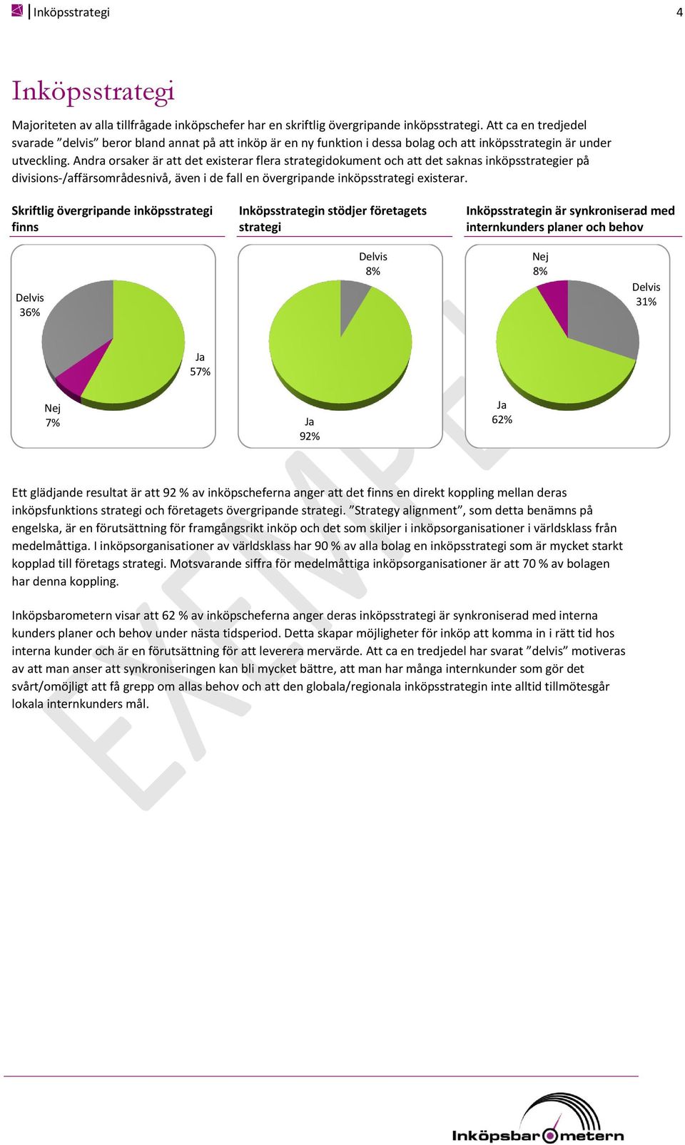 Andra orsaker är att det existerar flera strategidokument och att det saknas inköpsstrategier på divisions-/affärsområdesnivå, även i de fall en övergripande inköpsstrategi existerar.