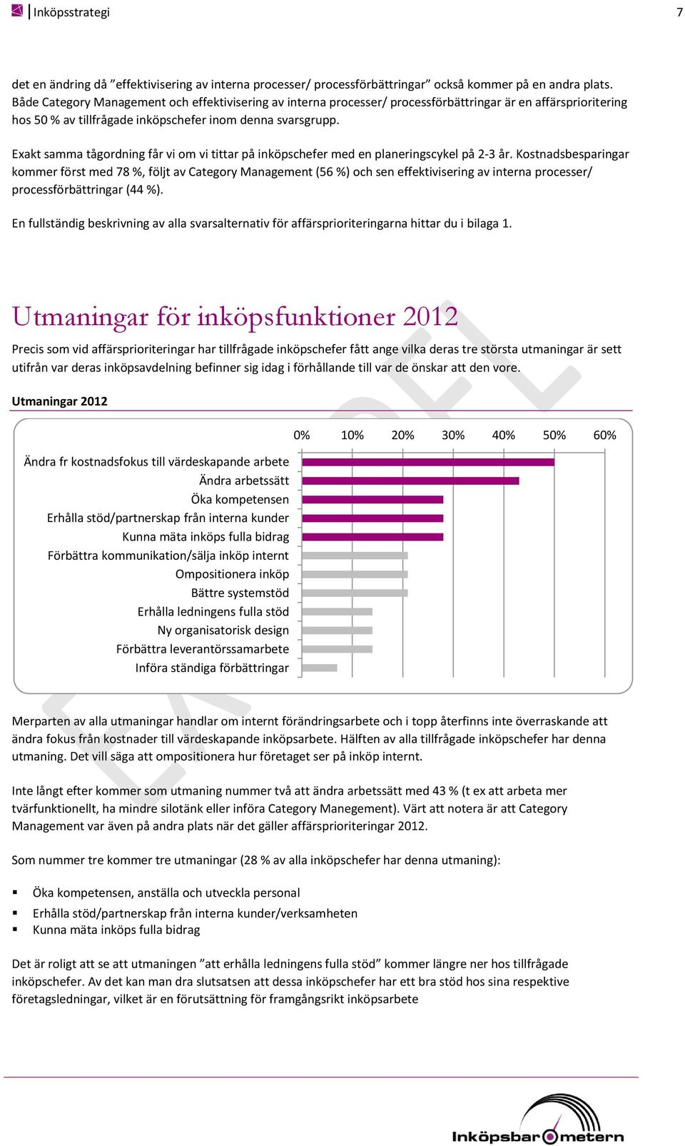 Exakt samma tågordning får vi om vi tittar på inköpschefer med en planeringscykel på 2-3 år.