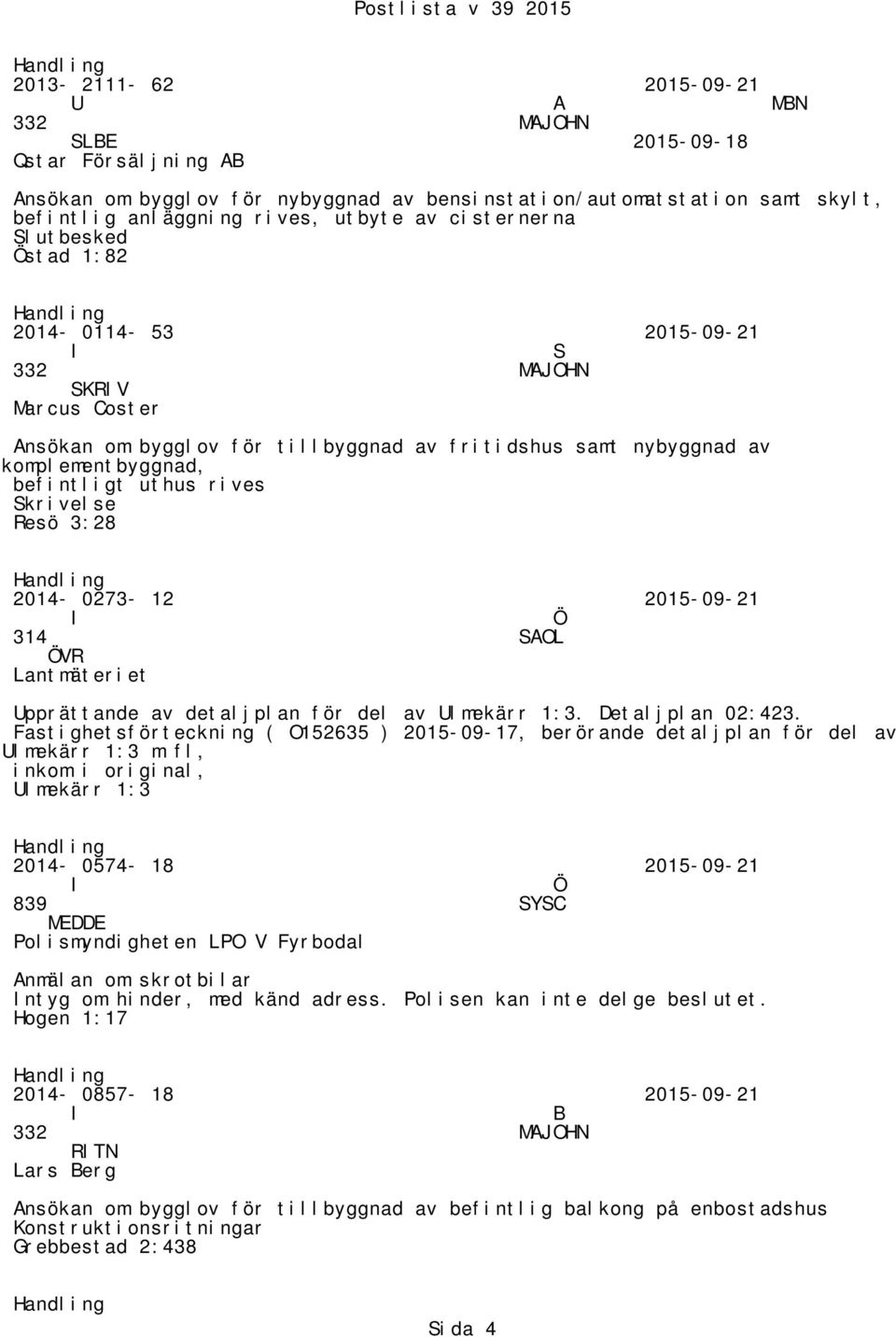 Skrivelse Resö 3:28 2014-0273- 12 2015-09-21 314 SOL VR Lantmäteriet pprättande av detaljplan för del av lmekärr 1:3. Detaljplan 02:423.