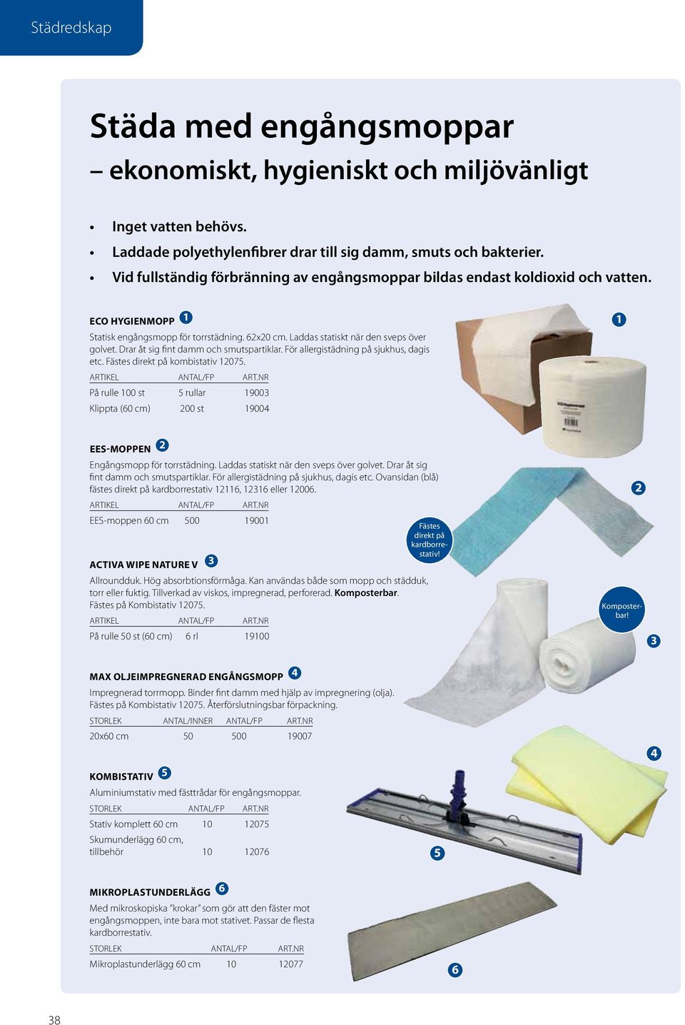 Drar åt sig fint damm och smutspartiklar. För allergistädning på sjukhus, dagis etc. Fästes direkt på kombistativ 12075. artikel antal/fp Art.