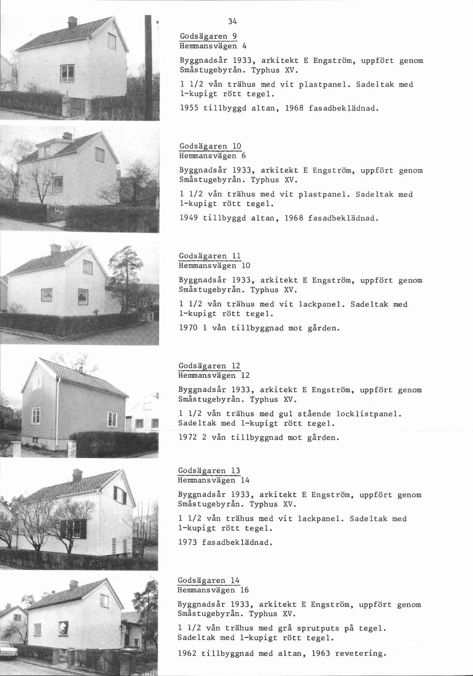 Godsägaren 11 Hemmansvägen 10 1 112 vån trahus med vit lackpanel. Sadeltak med 1970 1 vån tillbyggnad mot gården.
