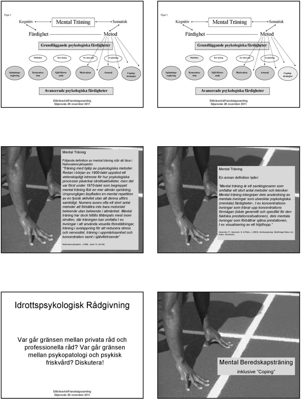 Motivation Arousal Copingstrategier Avancerade psykologiska färdigheter Avancerade psykologiska färdigheter Följande definition av mental träning står att läsa i Nationalencyklopedin: Träning med