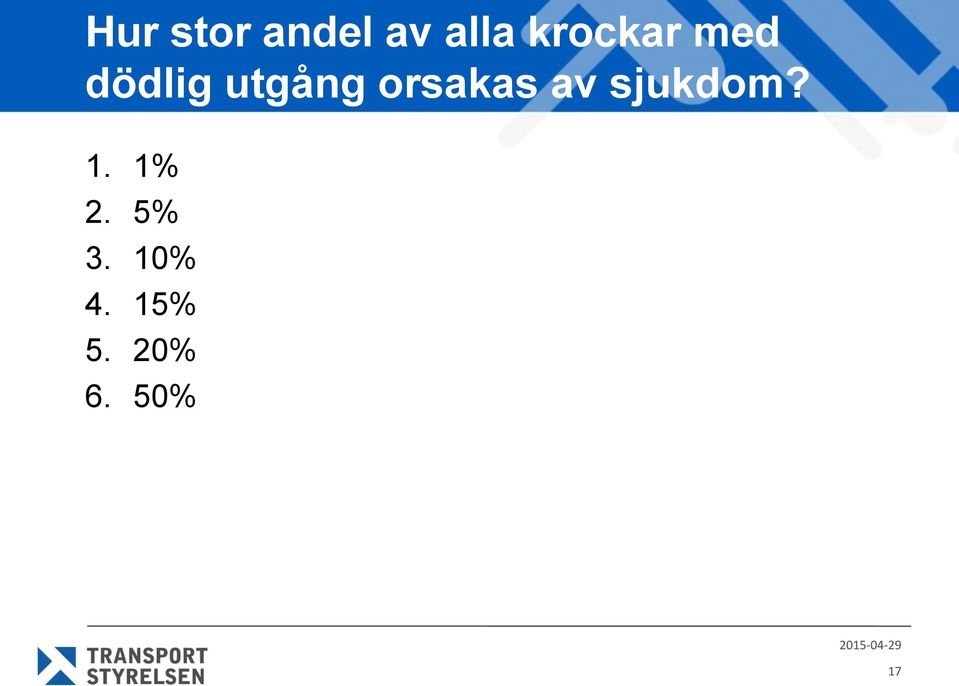 sjukdom? 1. 1% 2. 5% 3. 10% 4.