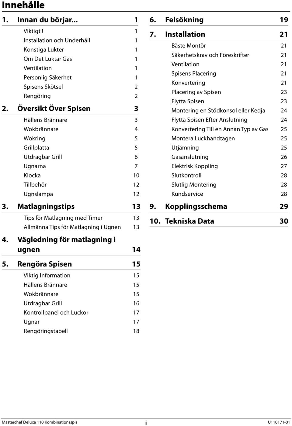 Matlagningstips 13 Tips för Matlagning med Timer 13 Allmäa Tips för Matlagning i Ugnen 13 4. Vägledning för matlagning i ugnen 14 6. Felsökning 19 7.