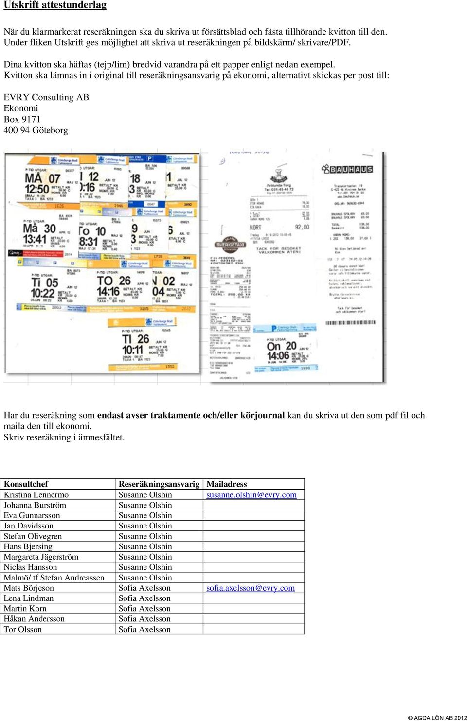 Kvitton ska lämnas in i original till reseräkningsansvarig på ekonomi, alternativt skickas per post till: EVRY Consulting AB Ekonomi Box 9171 400 94 Göteborg Har du reseräkning som endast avser