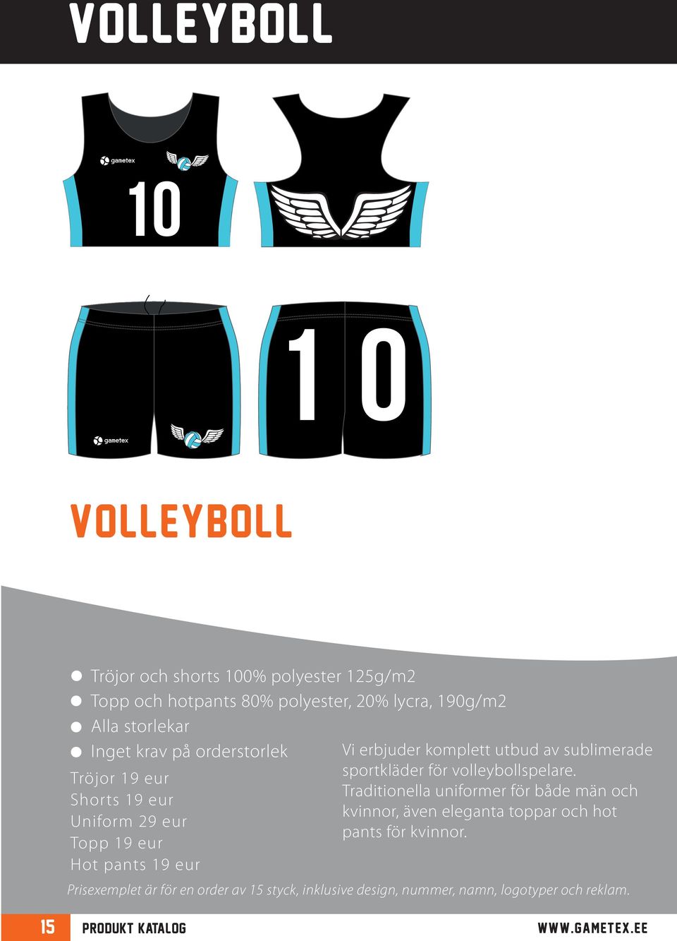 komplett utbud av sublimerade sportkläder för volleybollspelare.