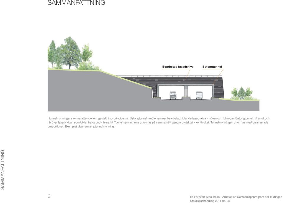 Betongtunneln dras ut och rår över fasadskivan som bildar bakgrund - hierarki.