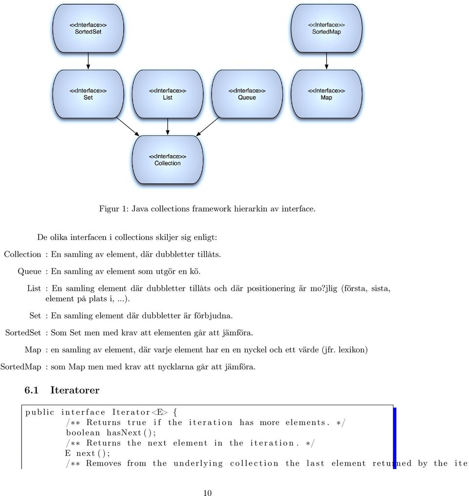 List : En samling element där dubbletter tillåts och där positionering är mo?jlig (första, sista, element på plats i,...). Set : En samling element där dubbletter är förbjudna.