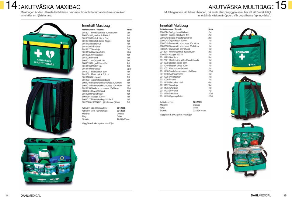 15 Innehåll Maxibag 9018011 Foliechockfiltar 130x210cm 2st 9001043 Ögondusch 200 ml 9011039 Elastisk binda 8cm 9011040 Elastisk binda 10cm 9011123 Elastomull 4st 9011120 Sårtvättar 20st 9011117