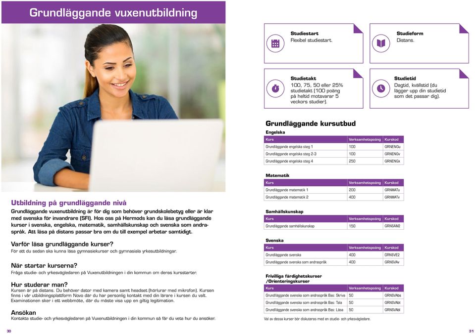 Grundläggande kursutbud Engelska Kurs Verksamhetspoäng Kurskod Grundläggande engelska steg 1 100 GRNENGu Grundläggande engelska steg 2-3 100 GRNENGv Grundläggande engelska steg 4 250 GRNENGx