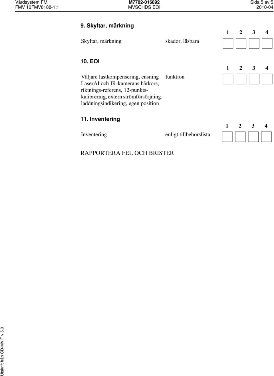 EOI Väljare lastkompensering, ensning LaserAI och IR-kamerans hårkors,