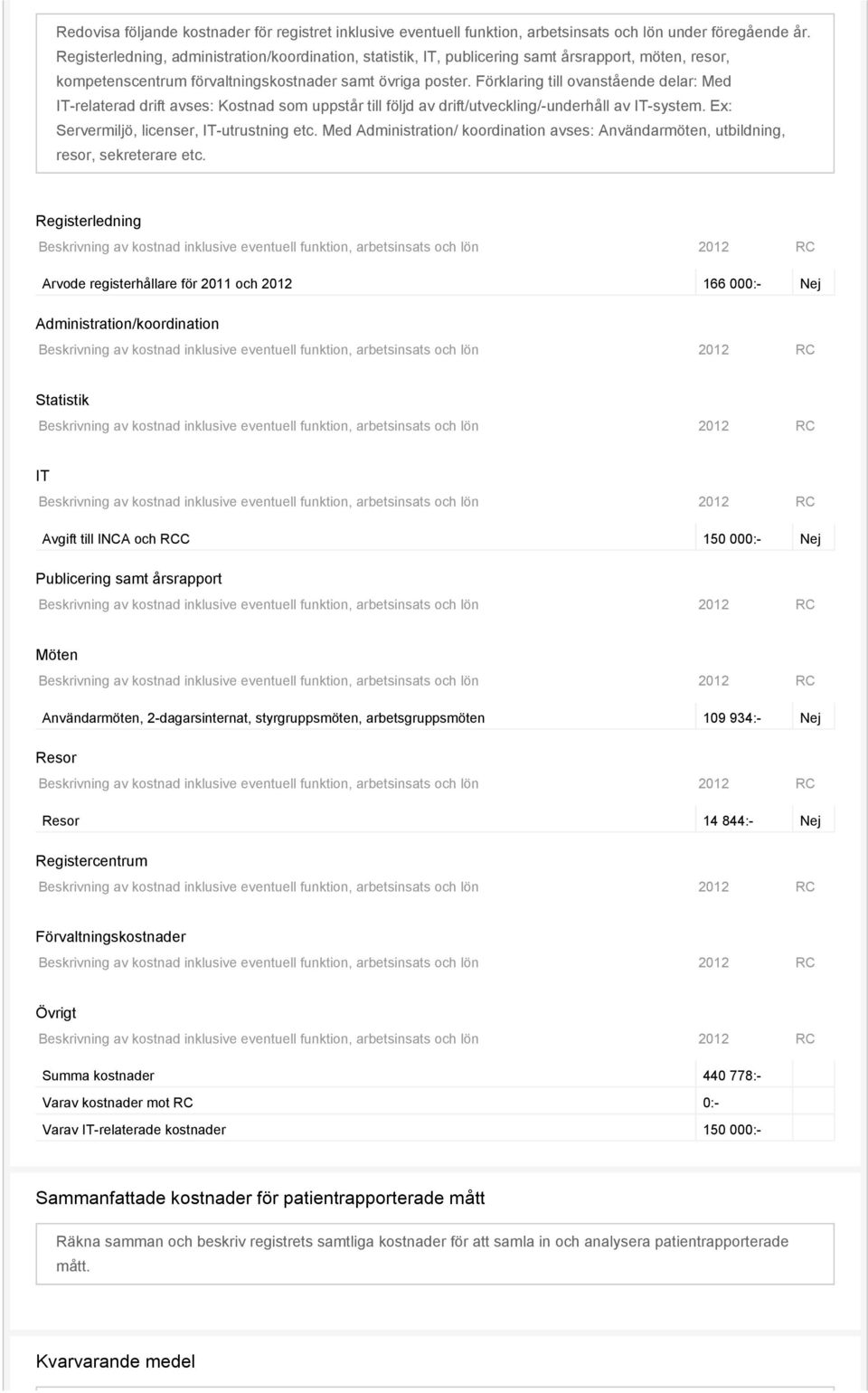 Förklaring till ovanstående delar: Med IT-relaterad drift avses: Kostnad som uppstår till följd av drift/utveckling/-underhåll av IT-system. Ex: Servermiljö, licenser, IT-utrustning etc.