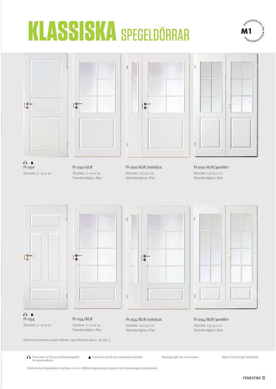 Klar Dörrarna levereras också målade i specificerad nyans. Se sid. 5.