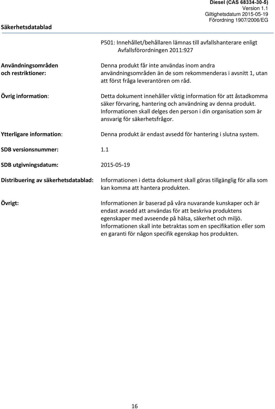 Detta dokument innehåller viktig information för att åstadkomma säker förvaring, hantering och användning av denna produkt.