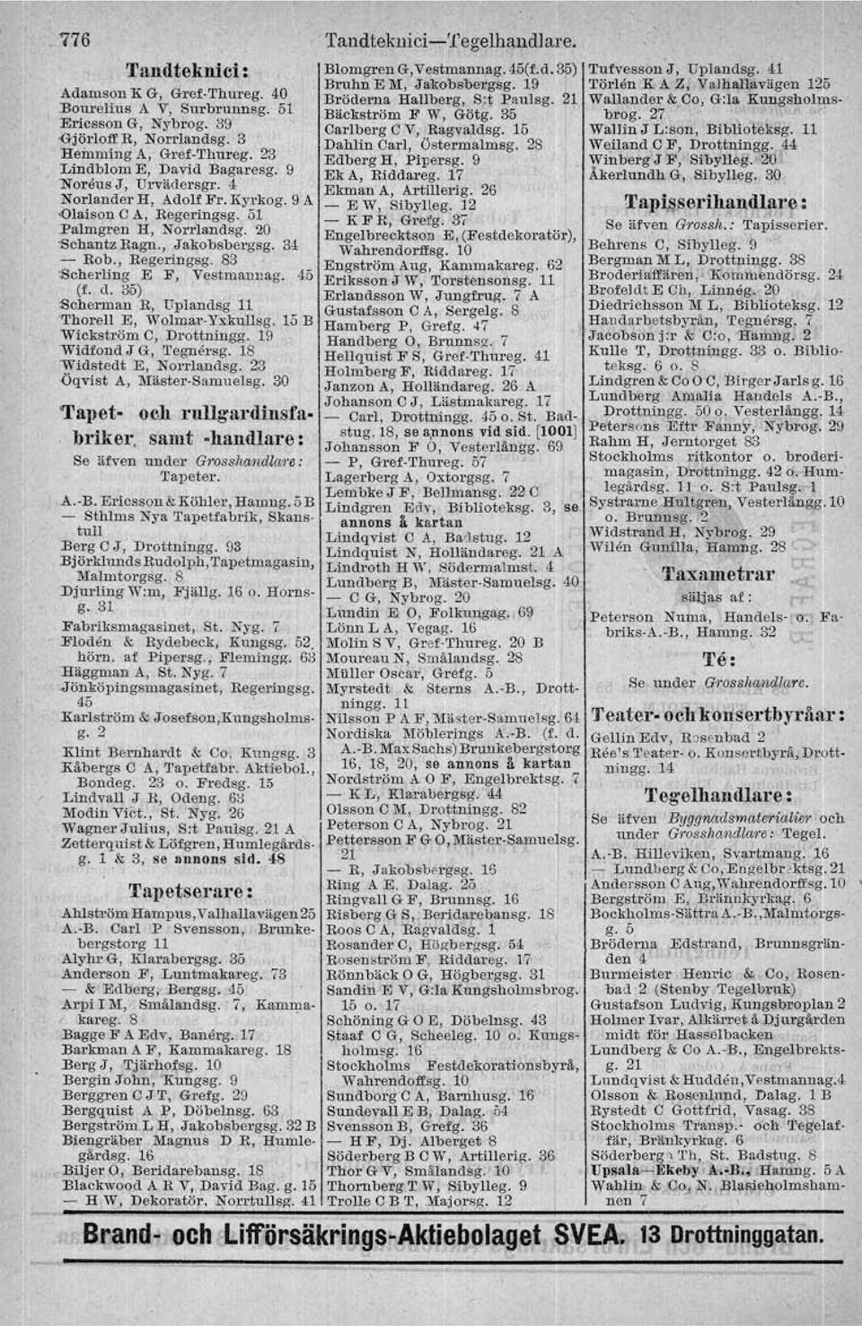 45 (f. d. 35) Scherman R, Uplandsg 11 'ThorelI E, Wolmar- Yxkullsg. 15 B Wickström C, Drottningg. 19 'WidfondJ G, 'I'egnez-sg. 18 Widstedt E, Norrlandsg. 23 Öqvist A, Mäster-Samuelsg.