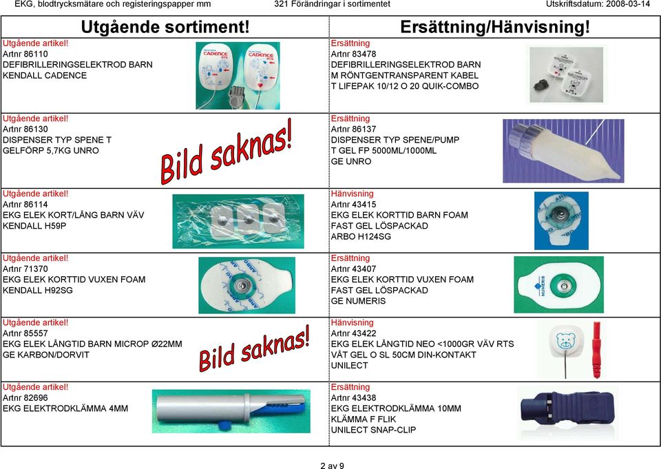 FOAM KENDALL H59P FAST GEL LÖSPACKAD ARBO H124SG Artnr 71370 Artnr 43407 EKG ELEK KORTTID VUXEN FOAM EKG ELEK KORTTID VUXEN FOAM KENDALL H92SG FAST GEL LÖSPACKAD GE NUMERIS Artnr 85557 Artnr 43422