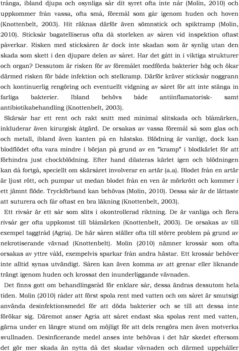 Risken med sticksåren är dock inte skadan som är synlig utan den skada som skett i den djupare delen av såret. Har det gått in i viktiga strukturer och organ?