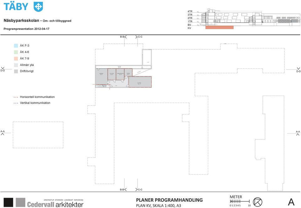 m² TERUM 16,5 m² OUTGRÄVT SEKTION 64,4 m² +13,00 Horisontell kommunikation Vertikal kommunikation