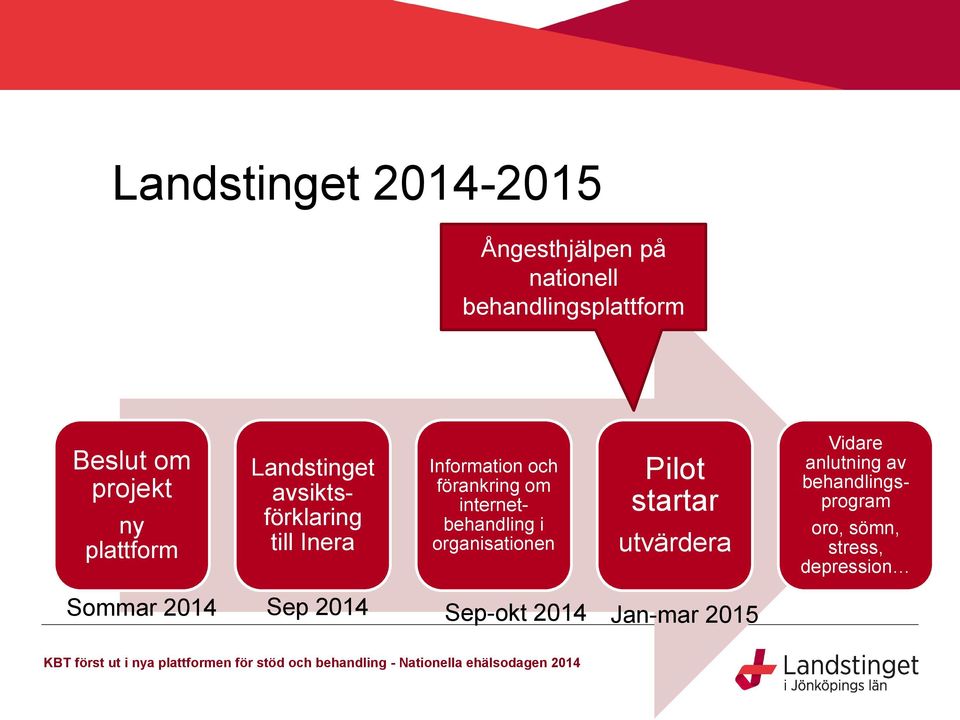 förankring om internetbehandling i organisationen Pilot startar utvärdera Vidare