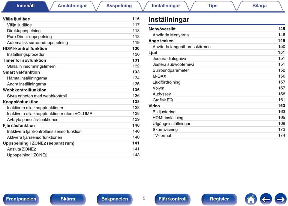 alla knappfunktioner 138 Inaktivera alla knappfunktioner utom VOLUME 138 Avbryta panellås-funktionen 139 Fjärrlåsfunktion 140 Inaktivera fjärrkontrollens sensorfunktion 140 Aktivera