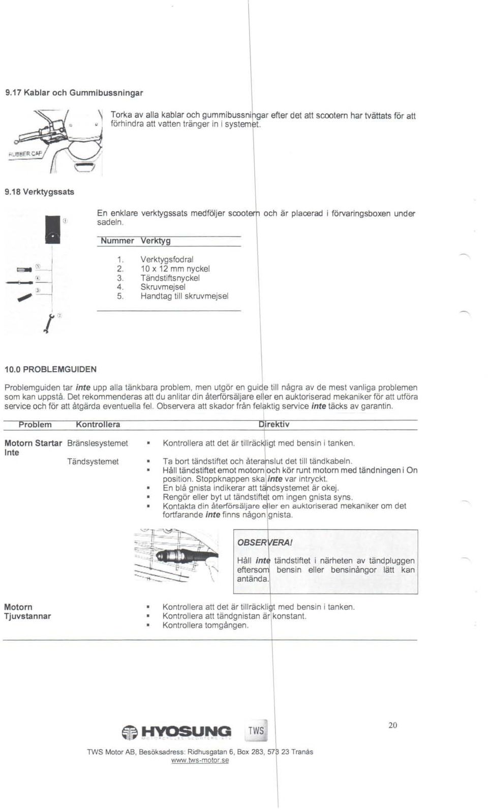 Verktygsfodrl 10 x 12 mm nyckel Tändstiftsnyckel Skruvmejsel Hndtg till skruvmejsel 10.