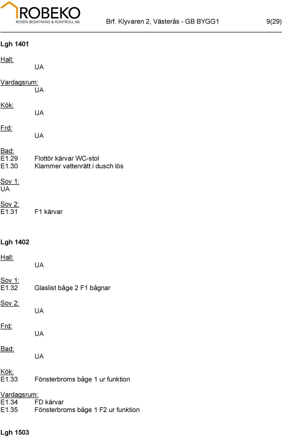 31 F1 kärvar Lgh 1402 E1.32 Glaslist båge 2 F1 bågnar E1.