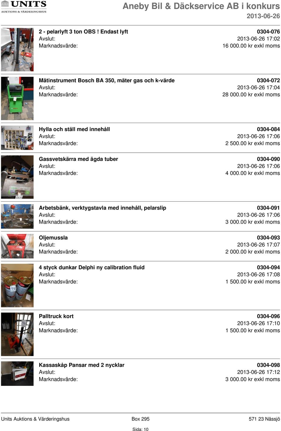 00 kr exkl moms Hylla och ställ med innehåll 0304-084 Avslut: 17:06 2 500.