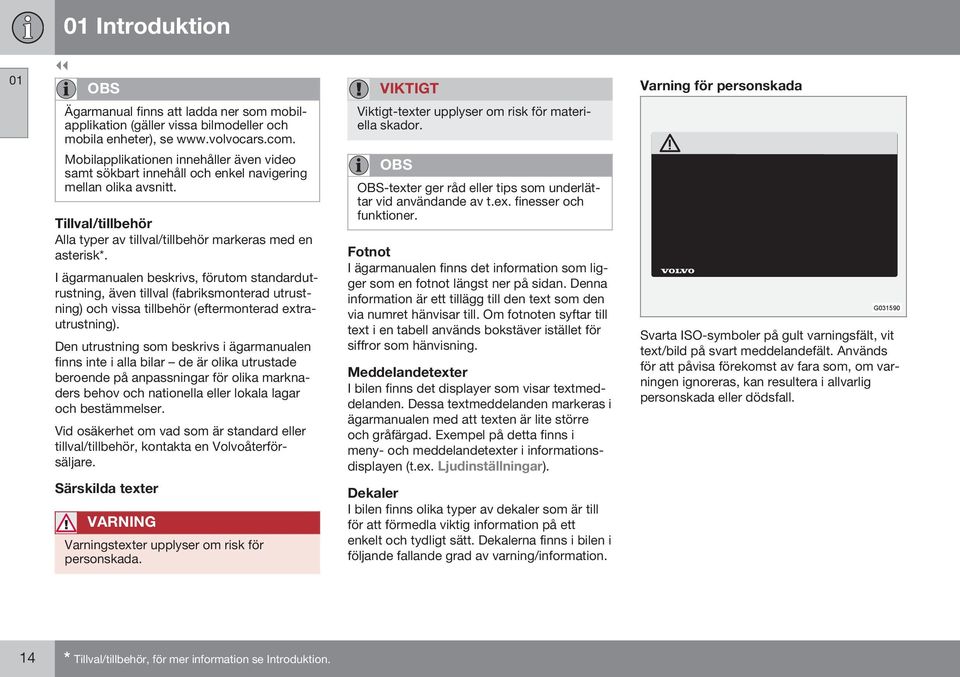 Tillval/tillbehör Alla typer av tillval/tillbehör markeras med en asterisk*.