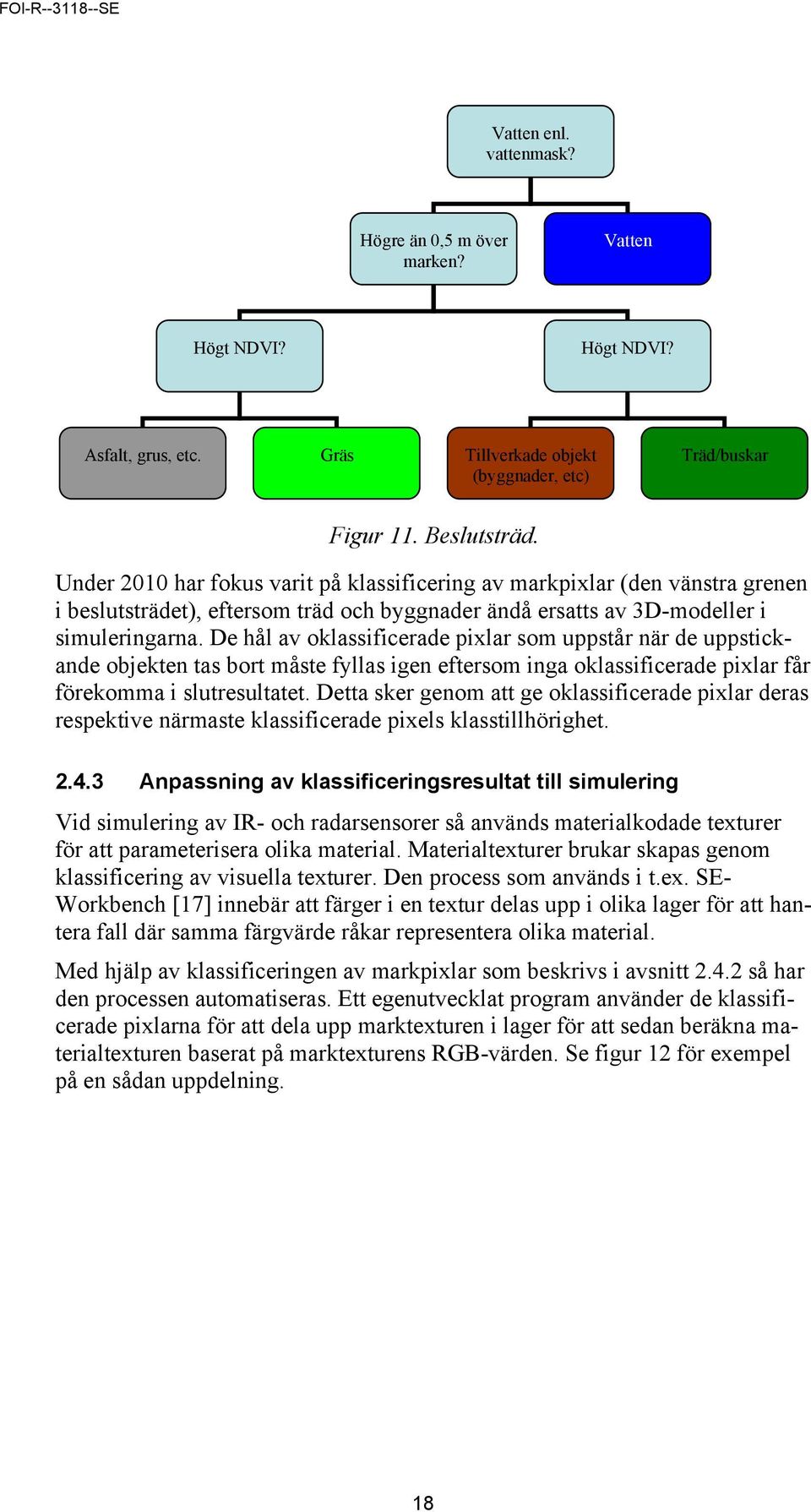 De hål av oklassificerade pixlar som uppstår när de uppstickande objekten tas bort måste fyllas igen eftersom inga oklassificerade pixlar får förekomma i slutresultatet.