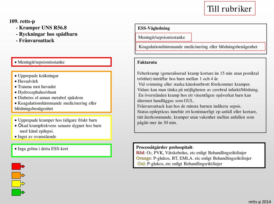 huvudet Hydrocephalus/shunt Diabetes el annan metabol sjukdom Koagulationshämmande medicinering eller blödningsbenägenhet Upprepade kramper hos tidigare friskt barn Ökad krampfrekvens senaste dygnet