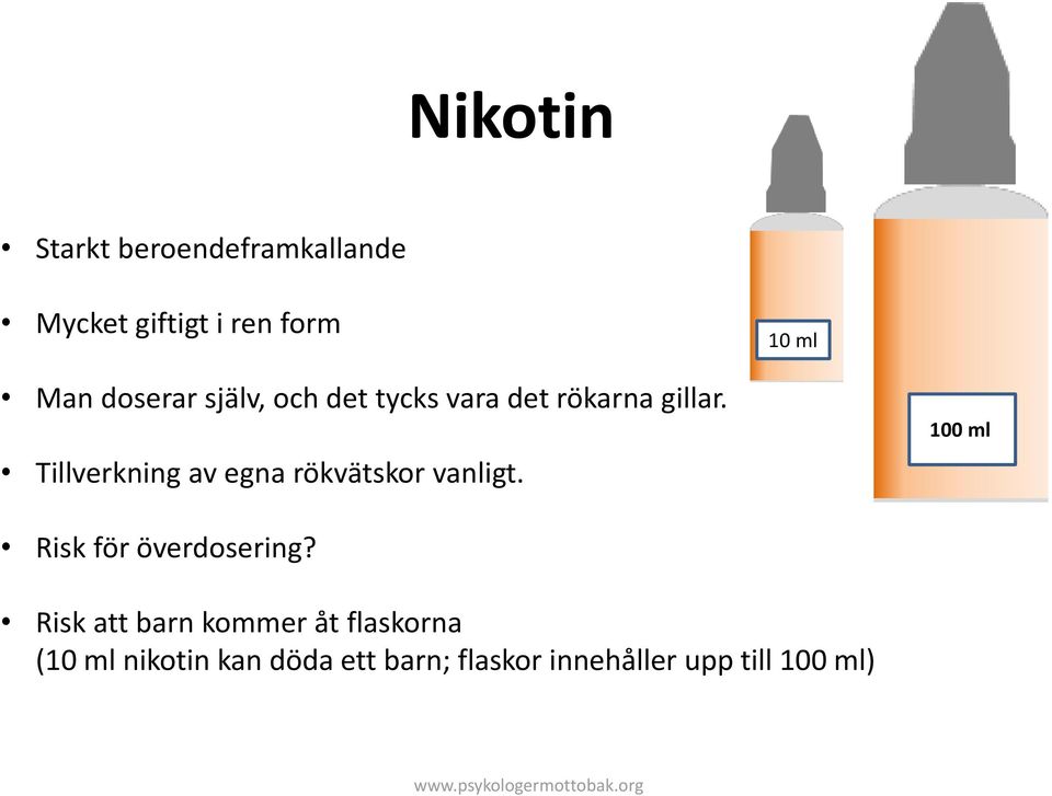 Tillverkning av egna rökvätskor vanligt. 100 ml Risk för överdosering?