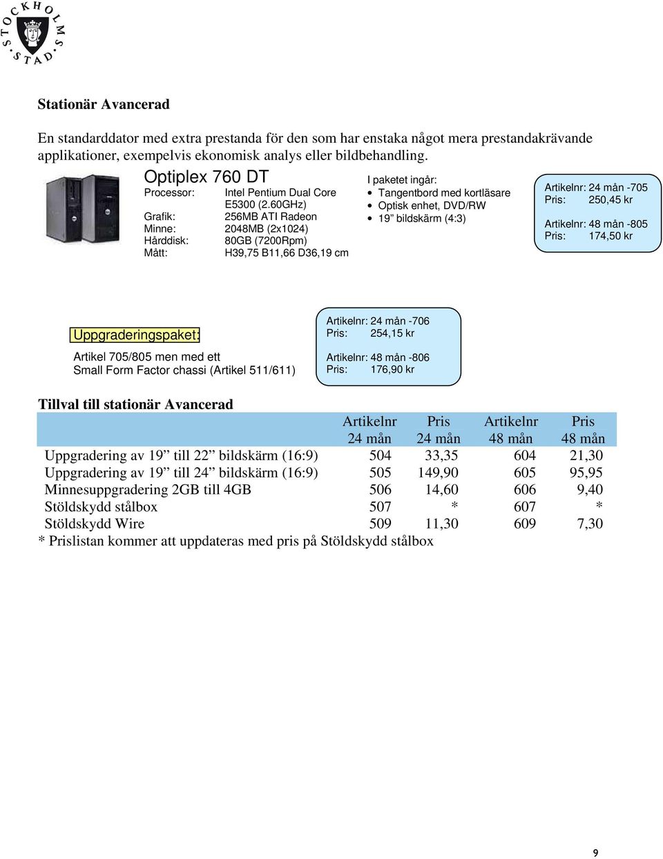 60GHz) 256MB ATI Radeon 2048MB (2x1024) 80GB (7200Rpm) H39,75 B11,66 D36,19 cm I paketet ingår: Tangentbord med kortläsare Optisk enhet, DVD/RW 19 bildskärm (4:3) : -705 : 250,45 kr : -805 : 174,50