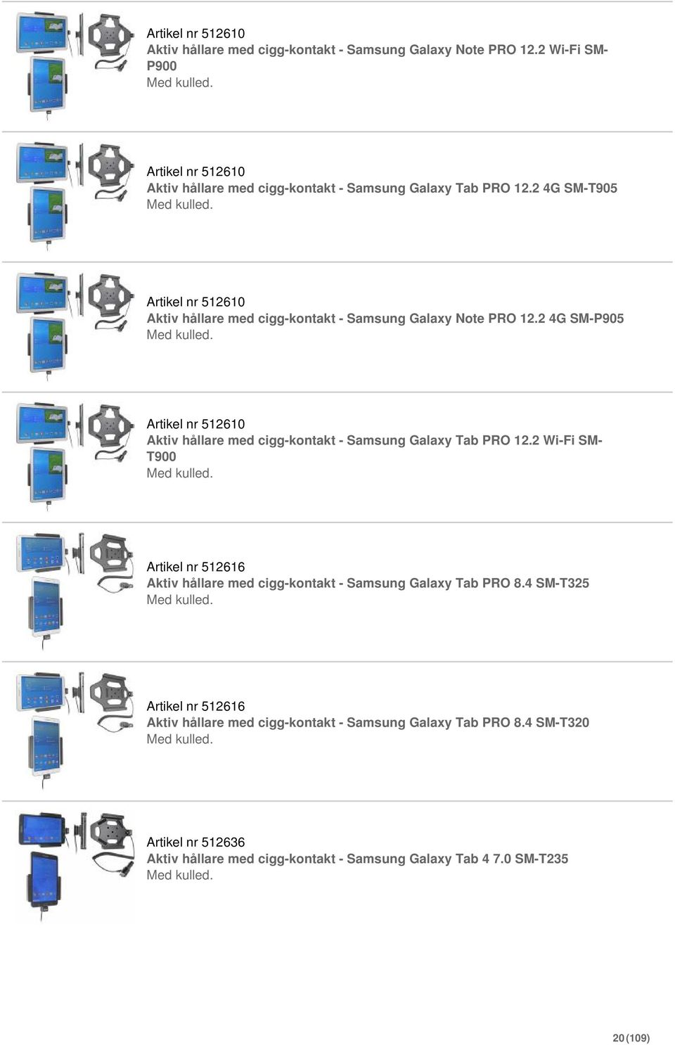 2 4G SM-T905 2 4G SM-P905 Artikel nr 512610 Aktiv hållare med cigg-kontakt - Samsung Galaxy Tab PRO 12.