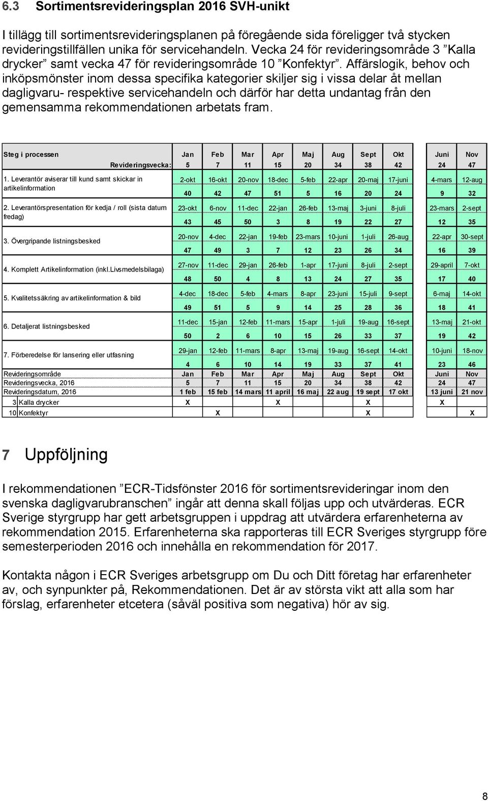 Affärslogik, behov och inköpsmönster inom dessa specifika kategorier skiljer sig i vissa delar åt mellan dagligvaru- respektive servicehandeln och därför har detta undantag från den gemensamma