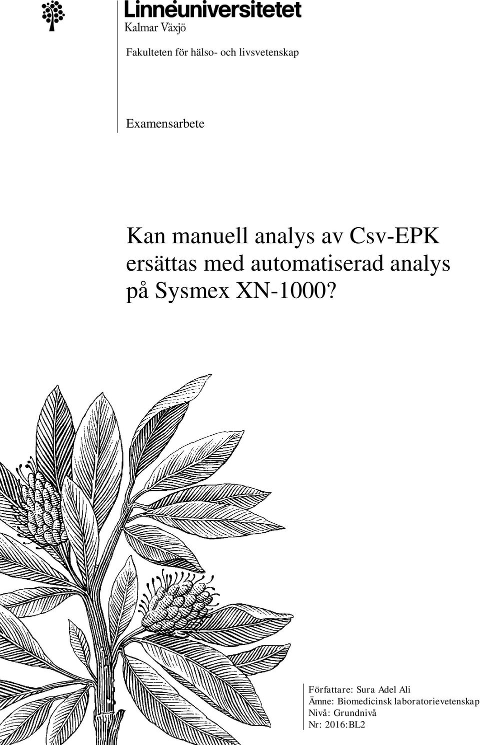 analys på Sysmex XN-1000?