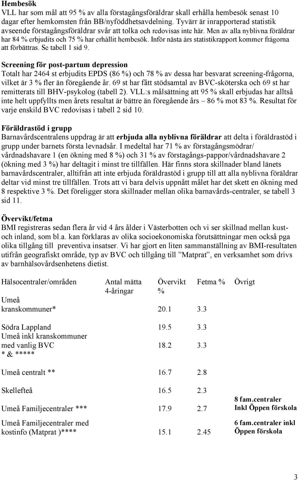 Inför nästa års statistikrapport kommer frågorna att förbättras. Se tabell sid 9.