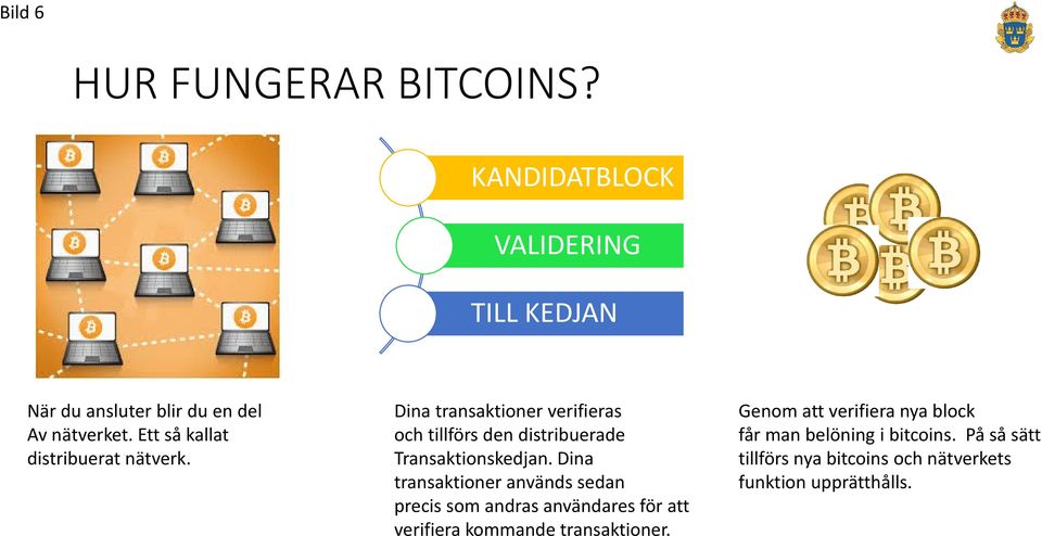 Dina transaktioner används sedan precis som andras användares för att verifiera kommande transaktioner.