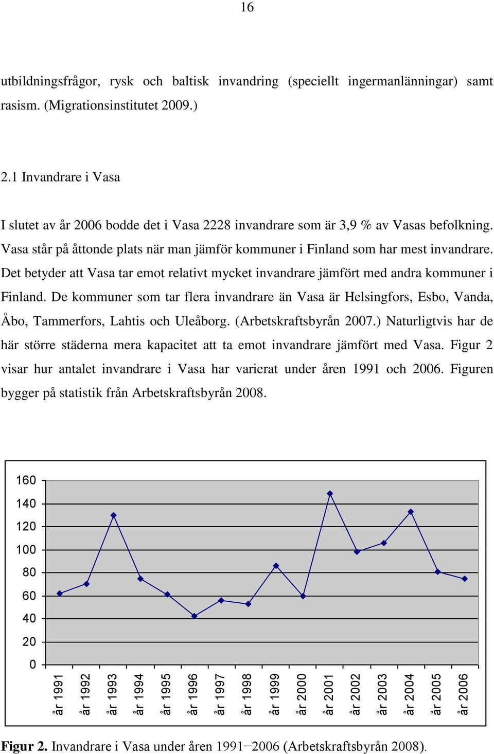 Vasa står på åttonde plats när man jämför kommuner i Finland som har mest invandrare. Det betyder att Vasa tar emot relativt mycket invandrare jämfört med andra kommuner i Finland.
