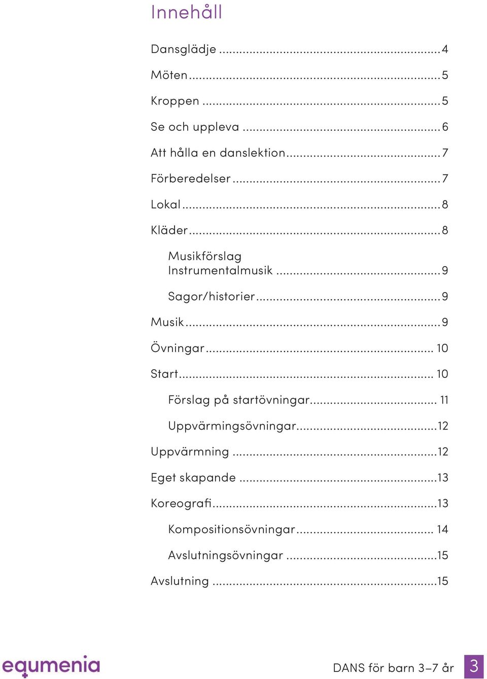 .. 10 Start... 10 Förslag på startövningar... 11 Uppvärmingsövningar...12 Uppvärmning...12 Eget skapande.